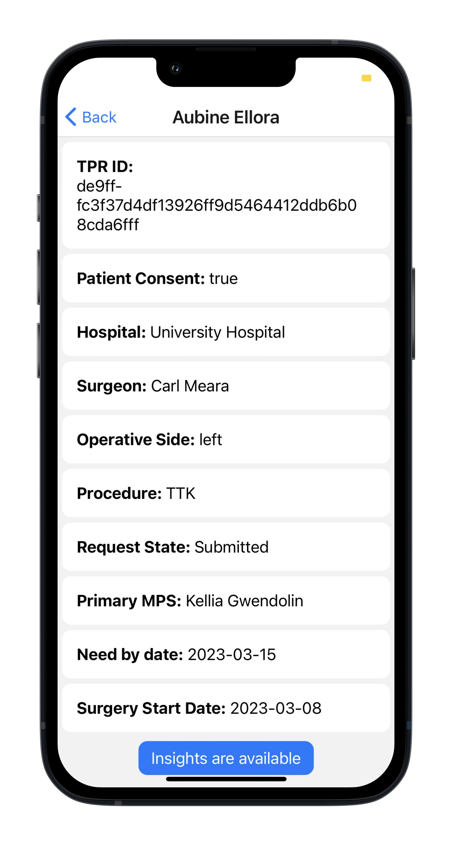 SOLID Insights data screen
